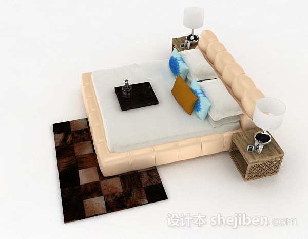 设计本家居双人床3d模型下载