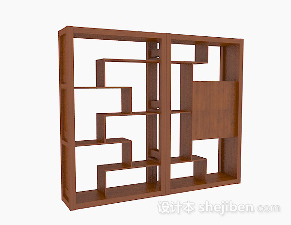 中式风格中式木质展示柜3d模型下载