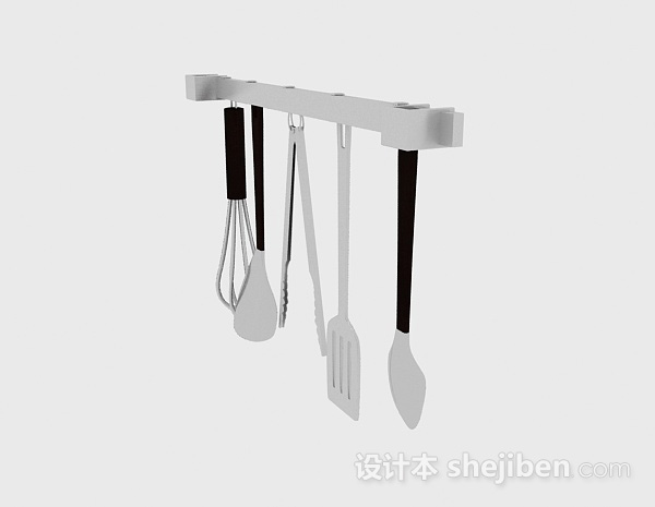 免费不锈钢简易厨具悬挂架3d模型下载