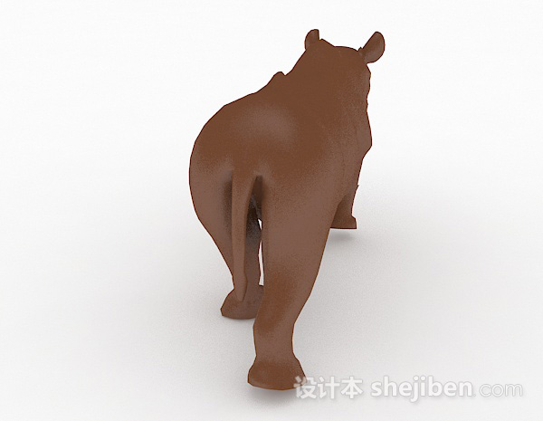 设计本棕色陶瓷犀牛摆件3d模型下载