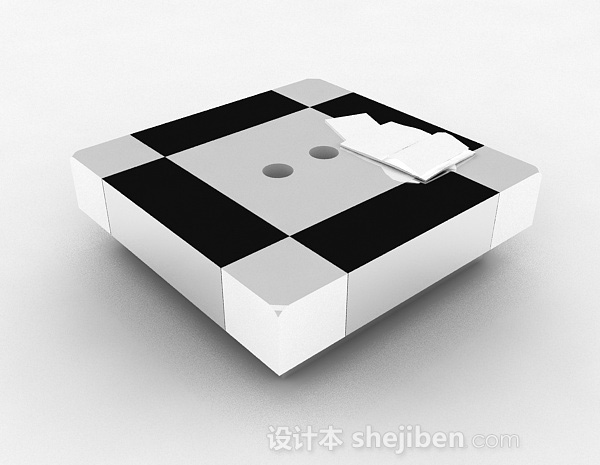 现代风格黑白方形茶几3d模型下载