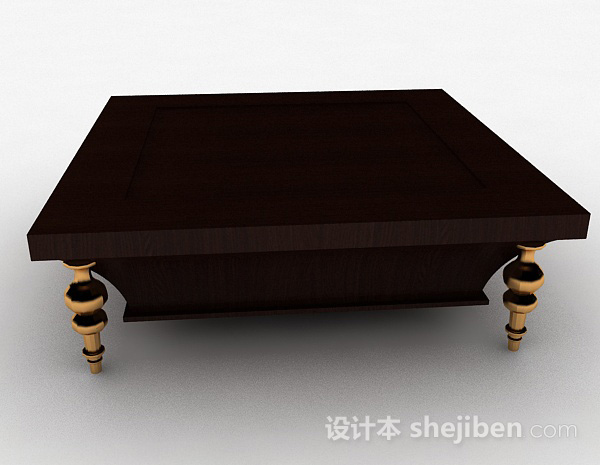 现代风格方形木质茶几3d模型下载