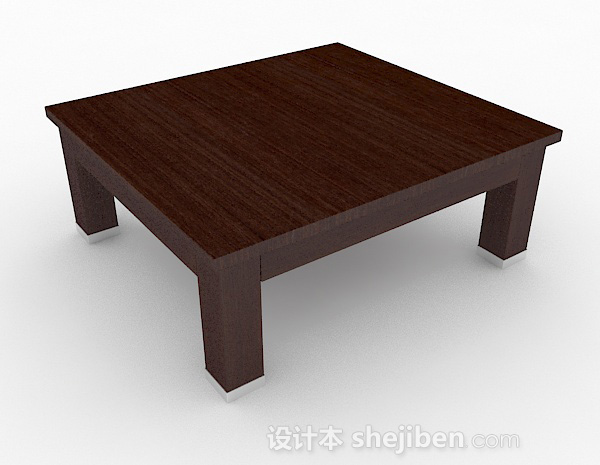 现代风格棕色简约方形木质茶几3d模型下载