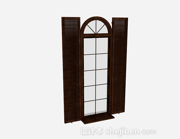 欧式风格木质长型百叶窗3d模型下载