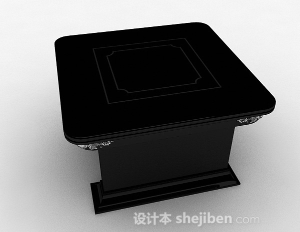 设计本黑色方形茶几3d模型下载