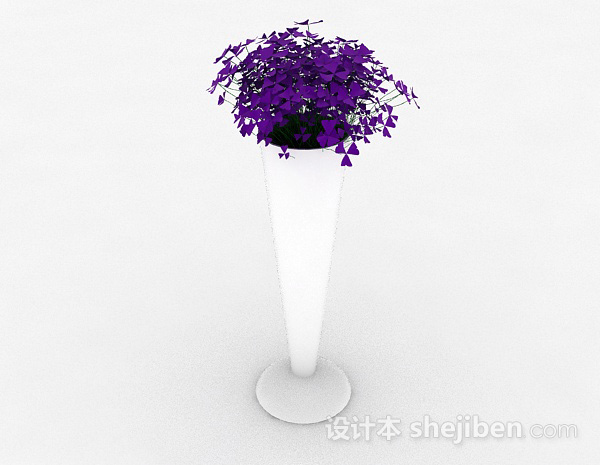 现代风格紫色盆栽3d模型下载
