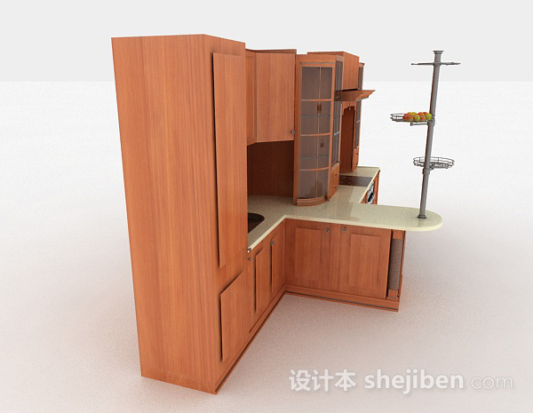 设计本现代风格上下式一体木质整体橱柜3d模型下载