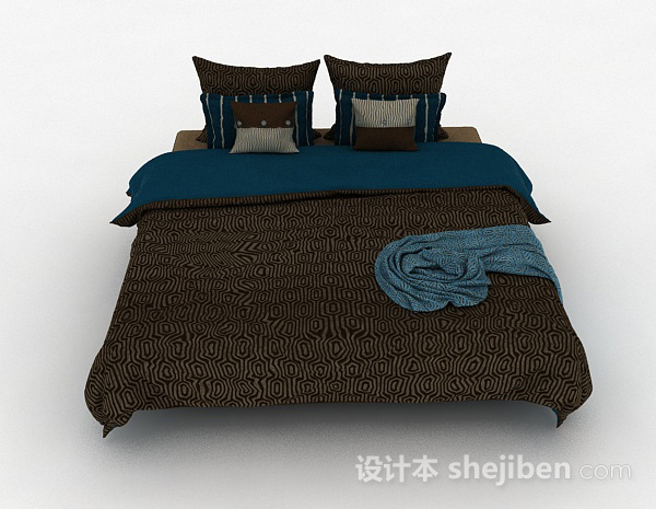 现代风格绿色家居双人床3d模型下载