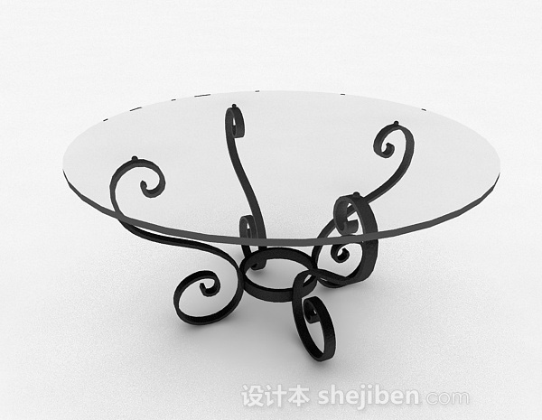 设计本圆形玻璃餐桌3d模型下载