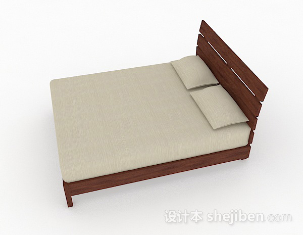 设计本木质简约双人床3d模型下载