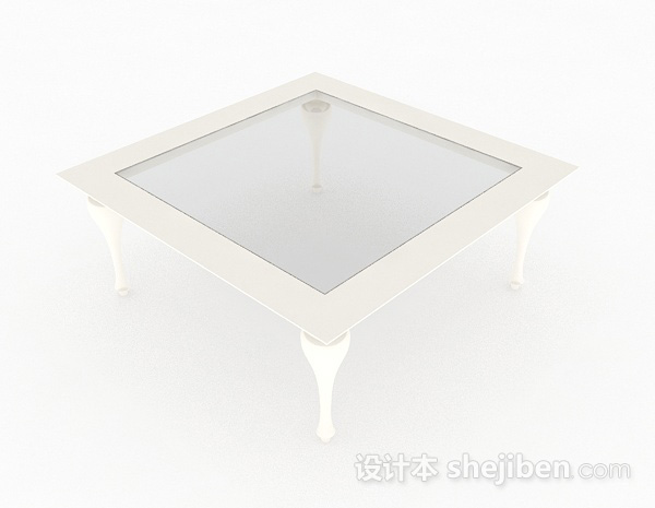 现代风格白色方形玻璃茶几3d模型下载
