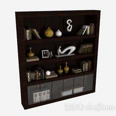 棕色木质家居展示柜3d模型下载