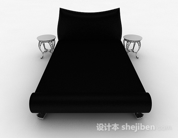 现代风格黑色单人床3d模型下载