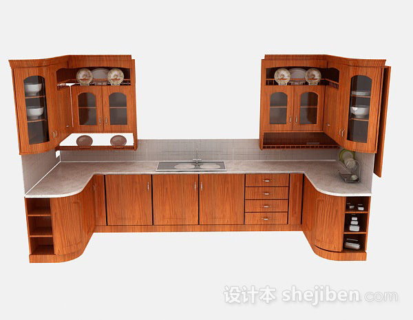 现代风格家居木质橱柜3d模型下载