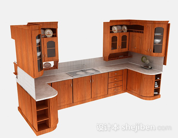 家居木质橱柜3d模型下载