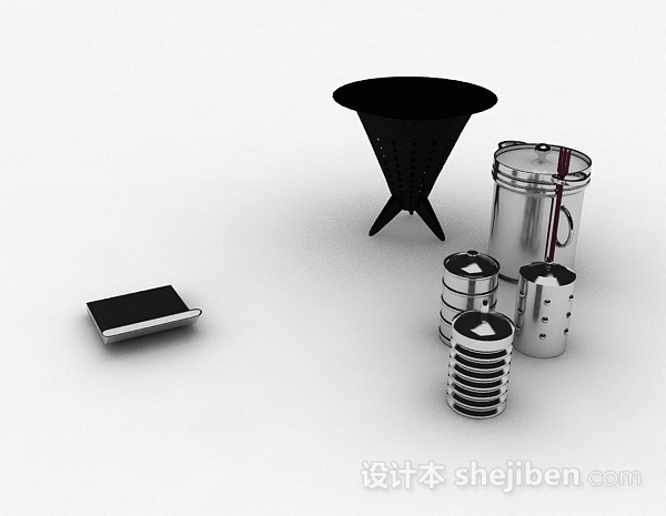 免费现代风格不锈钢镂空厨房用具3d模型下载