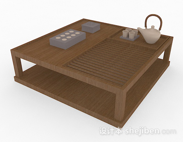 日式风格日式木质小茶几3d模型下载