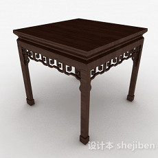 中式木质餐桌3d模型下载