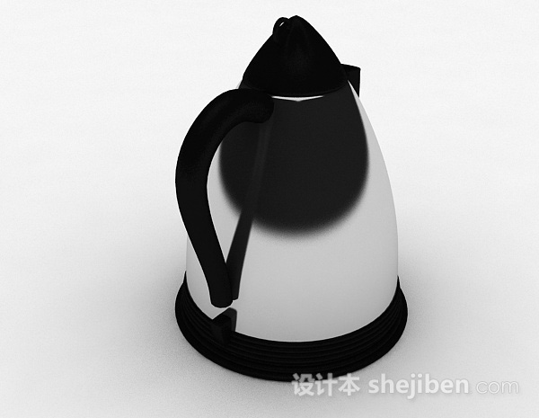 免费黑色圆锥形金属烧水壶3d模型下载