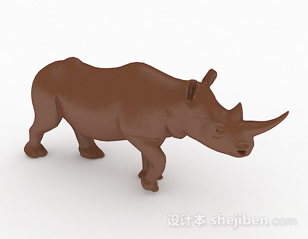 现代风格棕色陶瓷犀牛摆件3d模型下载