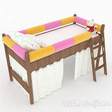 木质儿童床3d模型下载