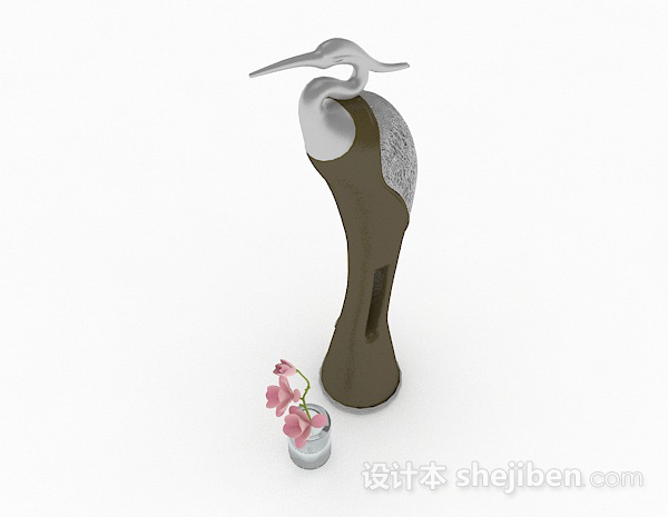 设计本简约陶瓷天鹅摆件3d模型下载