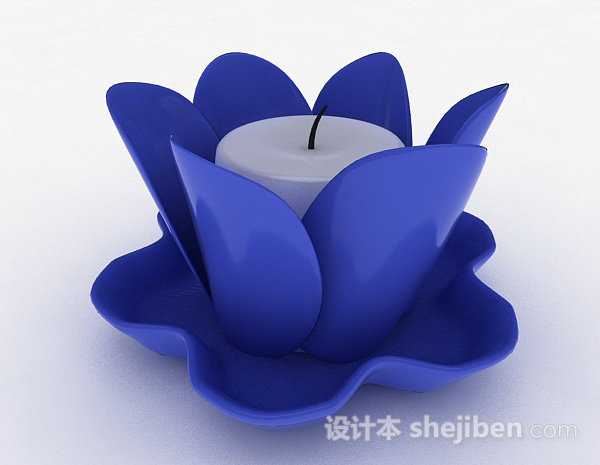蓝色莲花状烛台3d模型下载
