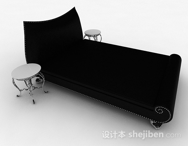 设计本黑色单人床3d模型下载
