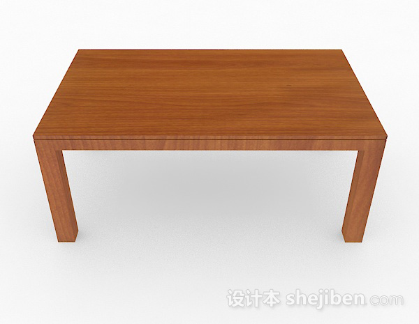现代风格棕色木质长方形餐桌3d模型下载