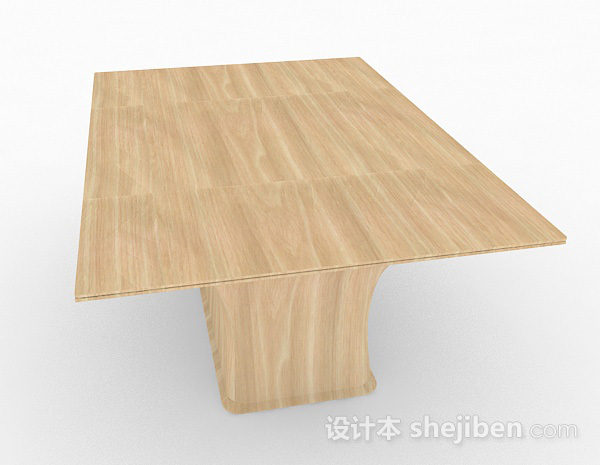 设计本黄色木质餐桌3d模型下载