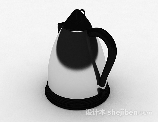 现代风格黑色圆锥形金属烧水壶3d模型下载