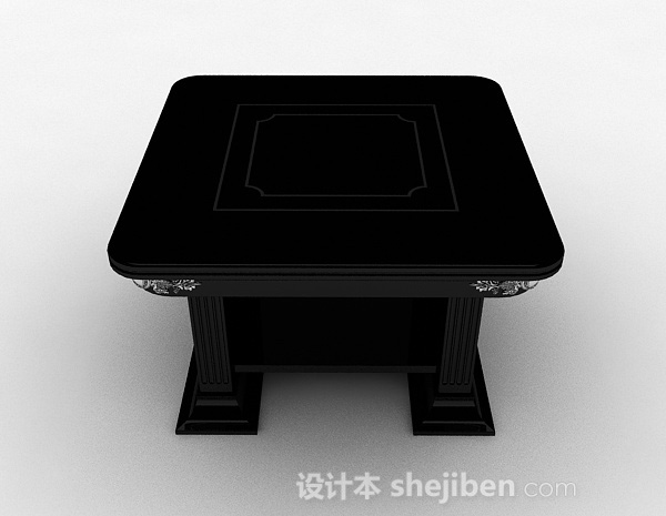 现代风格黑色方形茶几3d模型下载