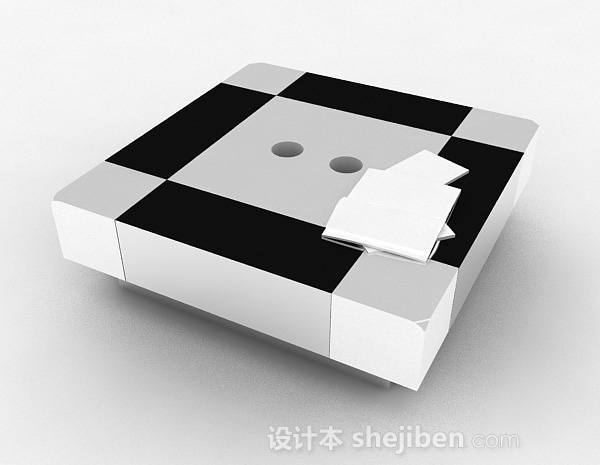 设计本黑白方形茶几3d模型下载