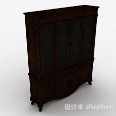 欧式古典木质书柜3d模型下载