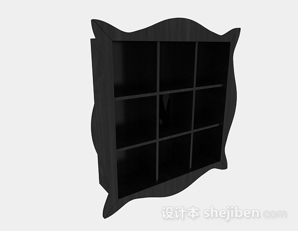 免费黑色木质家居展示柜3d模型下载
