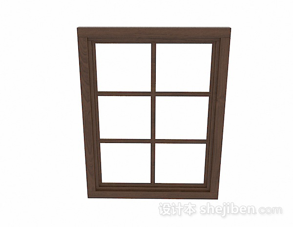 现代风格棕色木质格子窗3d模型下载