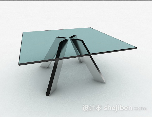 设计本方形玻璃简约茶几3d模型下载