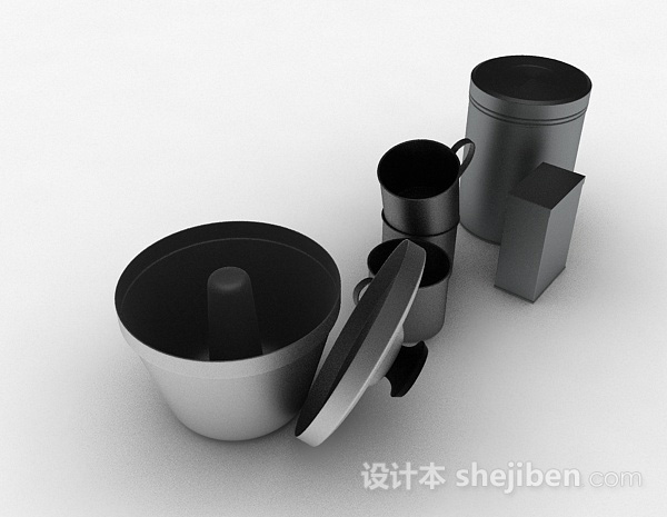 设计本黑色金属厨房用具3d模型下载