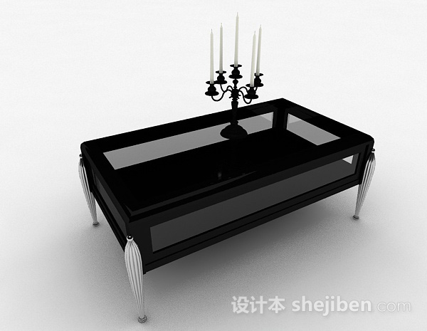 现代风格黑色玻璃茶几3d模型下载