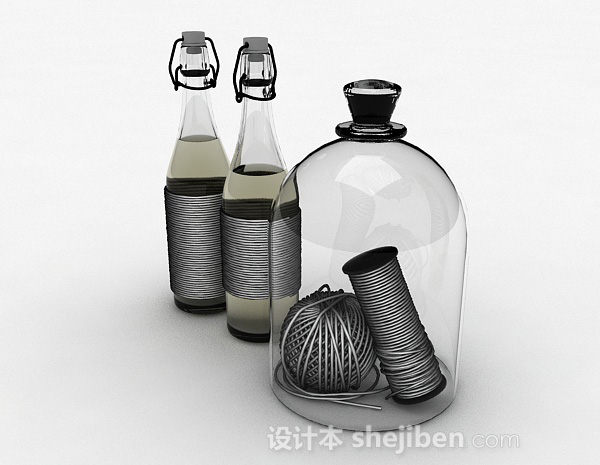 现代风格最新简约琉璃瓶摆件3d模型下载