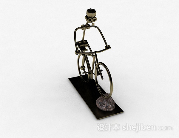 现代风格金色金属自行车家居生活摆件3d模型下载
