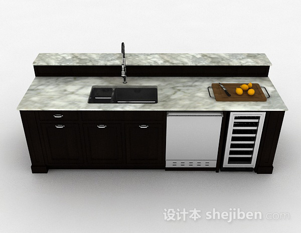 现代风格厨房洗漱台3d模型下载