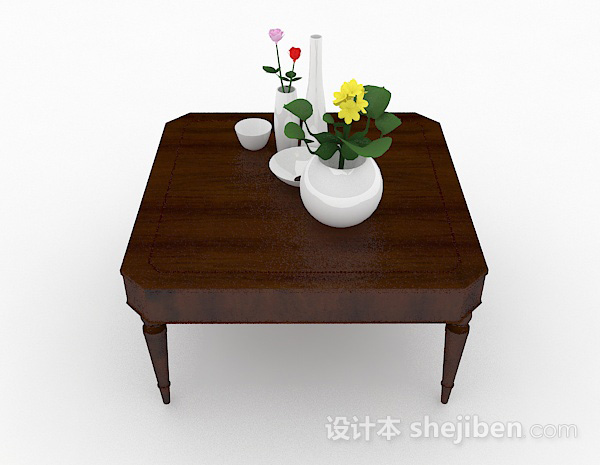 现代风格木质小茶几3d模型下载