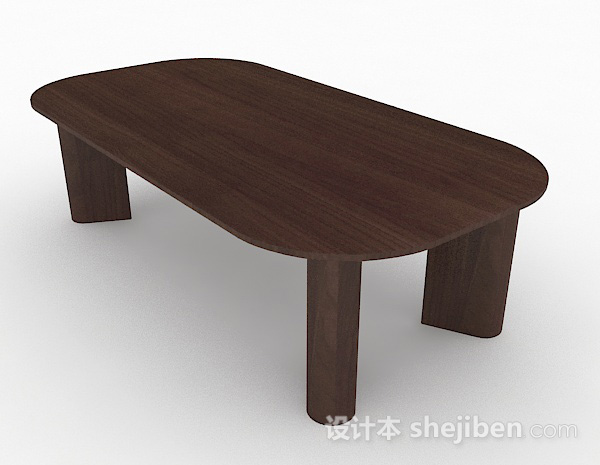 田园风格田园木质棕色餐桌3d模型下载