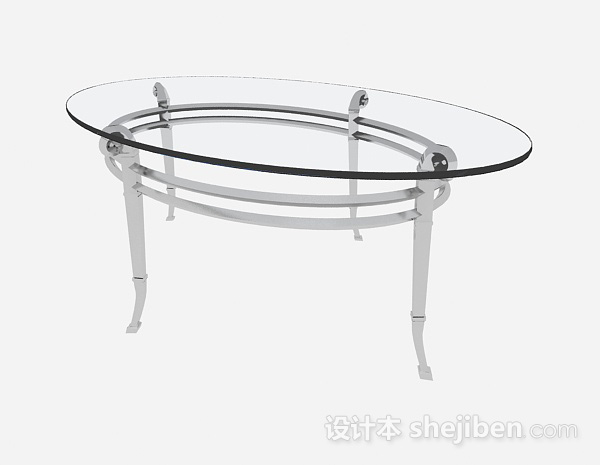 现代风格椭圆形玻璃餐桌3d模型下载
