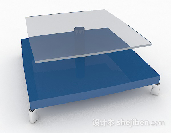 设计本蓝色玻璃茶几3d模型下载