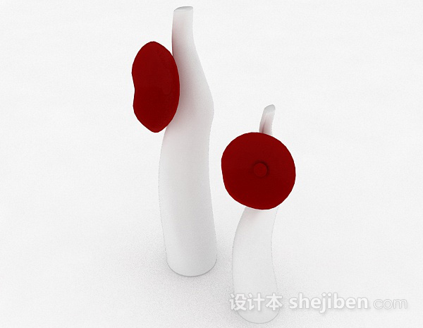 现代风格红白艺术摆设品3d模型下载