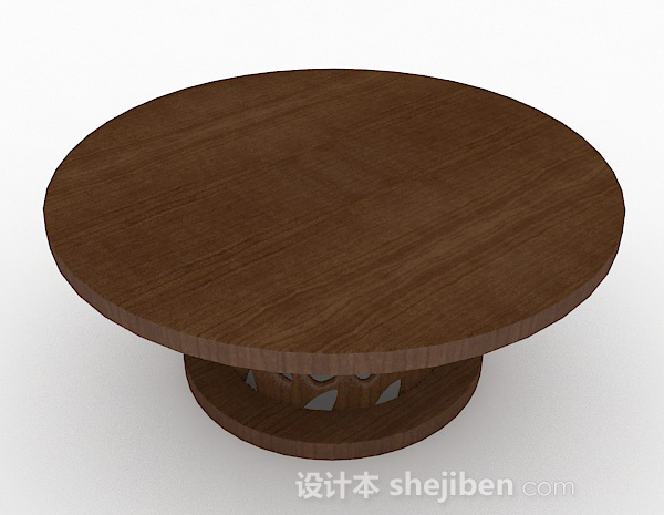 现代风格圆形棕色餐桌3d模型下载