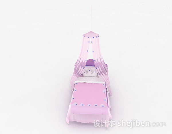 现代风格粉色单人床3d模型下载