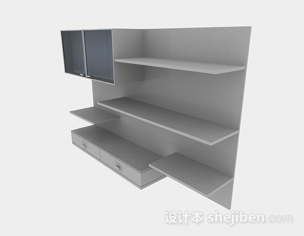 灰色家居墙柜3d模型下载
